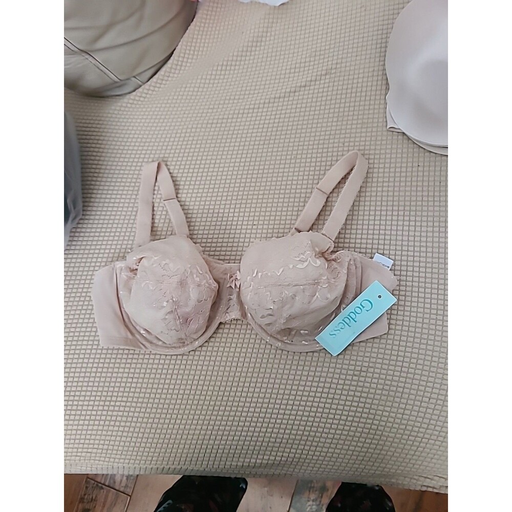 Goddess Verity Underwire Bra 42DD Beige Lace Unlined Full Figure New With Tags